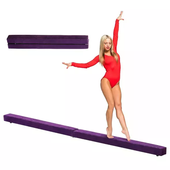 HOMCOM 2.4M 8FT Gymnastics Folding Balance Beam Home Gym Training Exercise Sports - Purple - 1