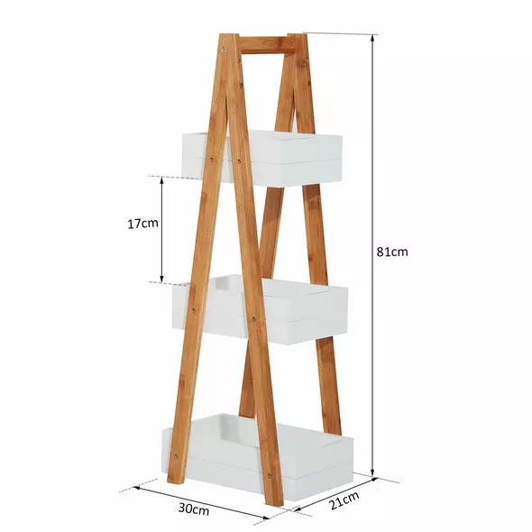 HOMCOM 3 Tier Bathroom Shower Caddy Freestanding Rack Storage Unit Shelf Organiser - 3