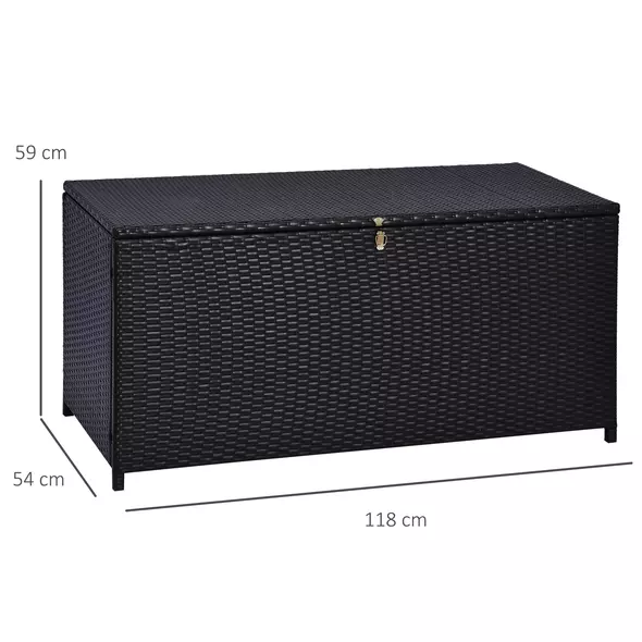 Outsunny 284 L Rattan Garden Storage Box, Outdoor Garden Storage Box with Gas Lift and Lockable Lid, Outdoor Wicker Rattan Chest Container for Garden Tools, 118 x 54 x 59 cm, Dark Brown - 3