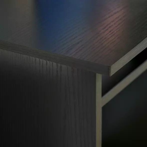 HOMCOM Modern Computer Desk, Home Office Table, Small Writing Desk with Storage Shelf, 90 x 50cm, Black Wood Grain - 8