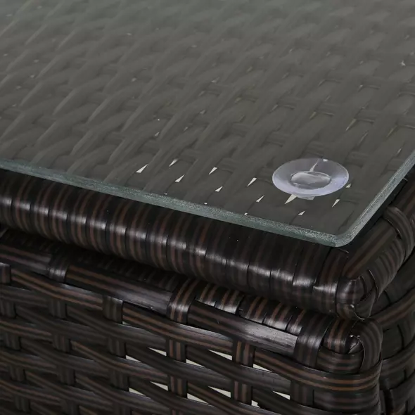 Outsunny Rattan Sun Loungers for Garden Set of 2 with Side Table, Garden Recliner Sunbeds with Adjustable Back, Wheels, Cushions and Headrest, 3 Pieces Garden Furniture Set for Outdoor, Patio, Brown - 8