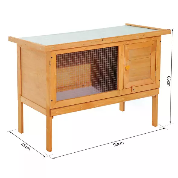 PawHut Rabbit Hutch Outdoor Guinea Pig Hutch Bunny Cage Shelter Outdoor, 90 x 45 x 65cm - 3