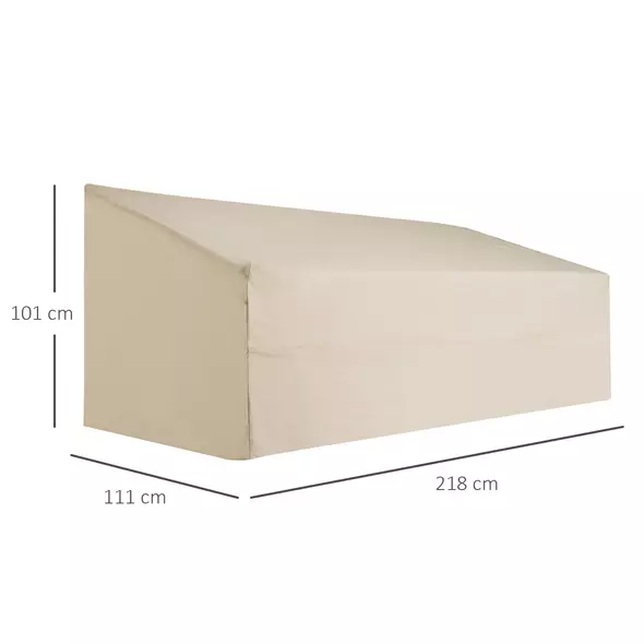 Outsunny 600D Oxford Cloth Garden Furniture Cover Waterproof, 3 Seater Sofa Protector for Patio, Outdoor, Beige, 218 x 111 x 63-101 cm - 3