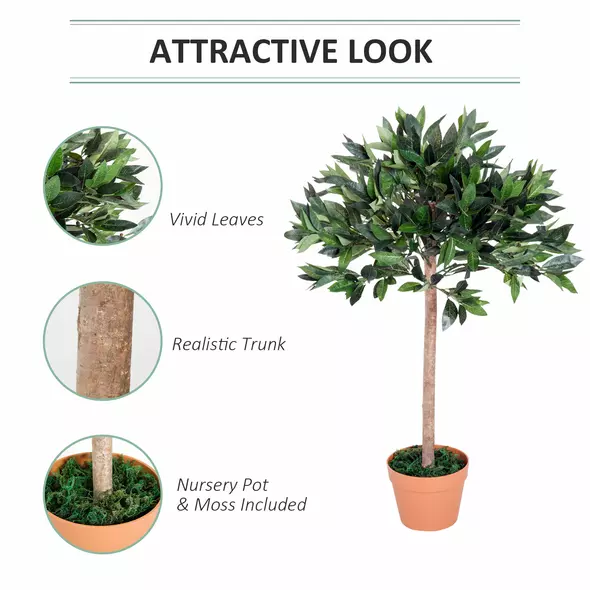 Outsunny 3ft Artificial Olive Tree Indoor Plant Greenery for Home Office Potted in An Orange Pot - 4