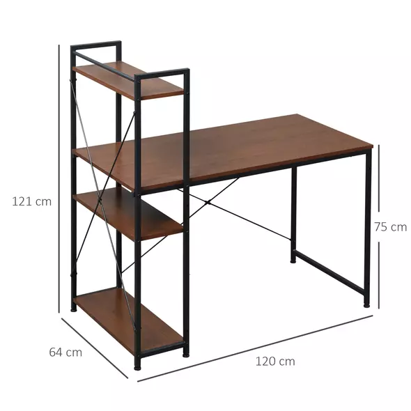 HOMCOM Computer Desk with Storage Shelves on Left or Right, Industrial Reversible Writing Desk for Home Office, Study, Easy Assembly, 120 x 64 x 121cm, Walnut and Black - 3