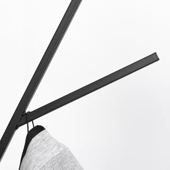 HOMCOM Freestanding Metal Coat Rack Stand 9 Hooks Clothes Tree with 1 Shelf Hat Display Hall Tree Hanger Bag Umbrella Hanging Organiser Black - 7