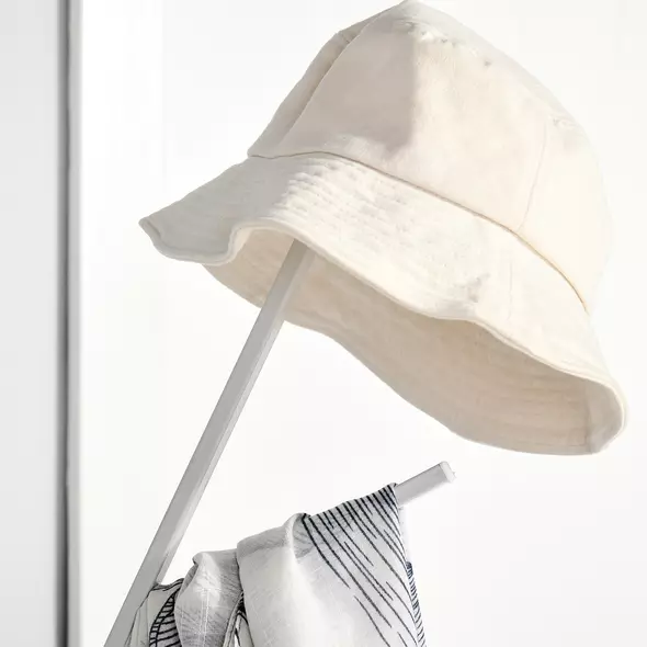 HOMCOM Freestanding Metal Coat Rack Stand 9 Hooks Clothes Tree with 1 Shelf Hat Display Hall Tree Hanger Bag Umbrella Hanging Organiser White - 8