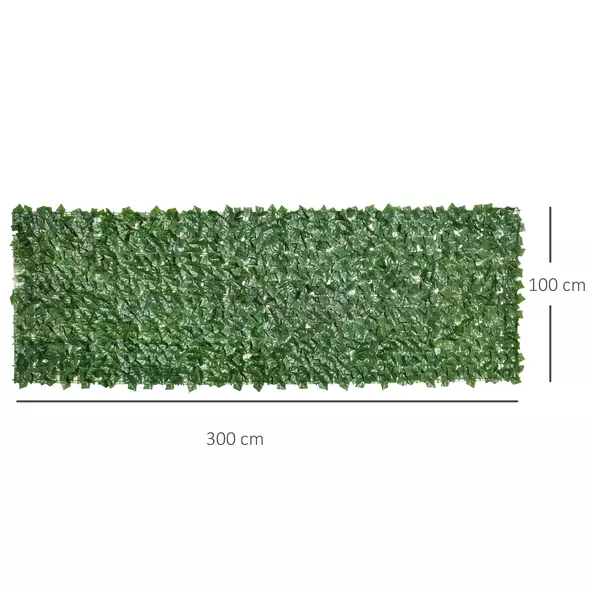 Outsunny 1-Piece Artificial Leaf Hedge Screen Privacy Fence Panel for Garden Outdoor Indoor Decor, Dark Green, 3M x 1M - 3
