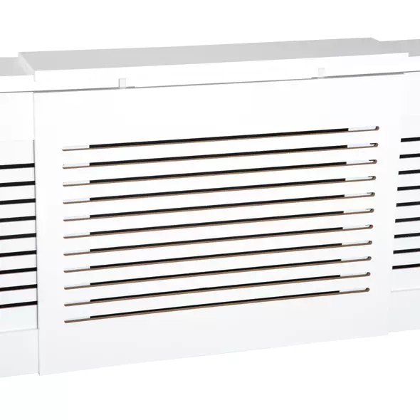 HOMCOM Extendable Radiator Cover, Modern MDF White Painted Cabinet with Horizontal Slats for Living Room, Bedroom, 139-208.5L x 20.5W x 82.5H cm - 9