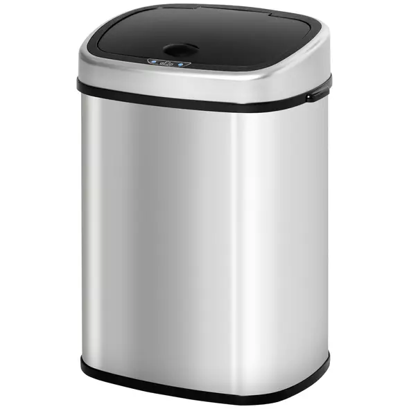 HOMCOM Stainless Steel Kitchen Sensor Dustbin Automatic Touchless Rubbish Garbage Waste Bin 48L Silver - 1