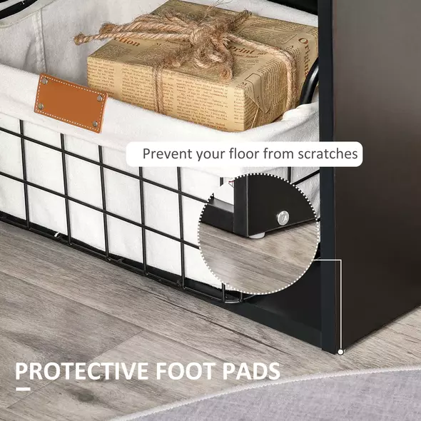 HOMCOM 120cm Computer Desk, Wooden PC Laptop Table with 6-Tier Storage Bookshelves, Home Office Working Study Desk, Writing Workstation, Black - 6