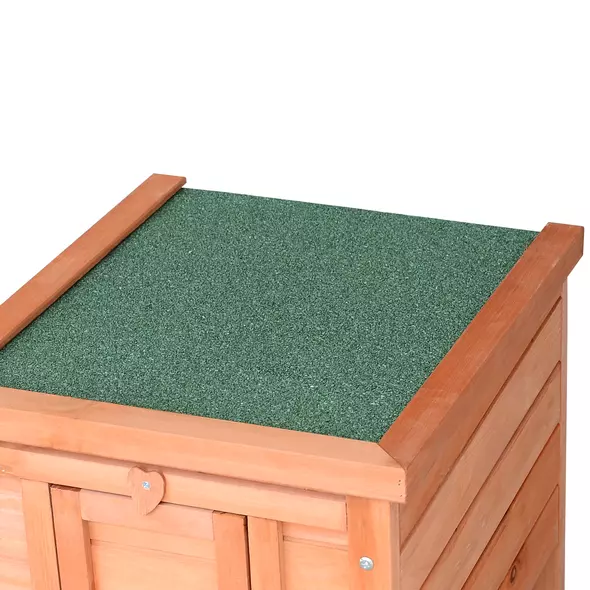 PawHut Wooden Rabbit Hutch Outdoor, Guinea Pig Hutch, Rabbit Hideaway, Cat House, Bunny Cage Small Animal House with Openable Roof, 51 x 42 x 43 cm, Natural - 9