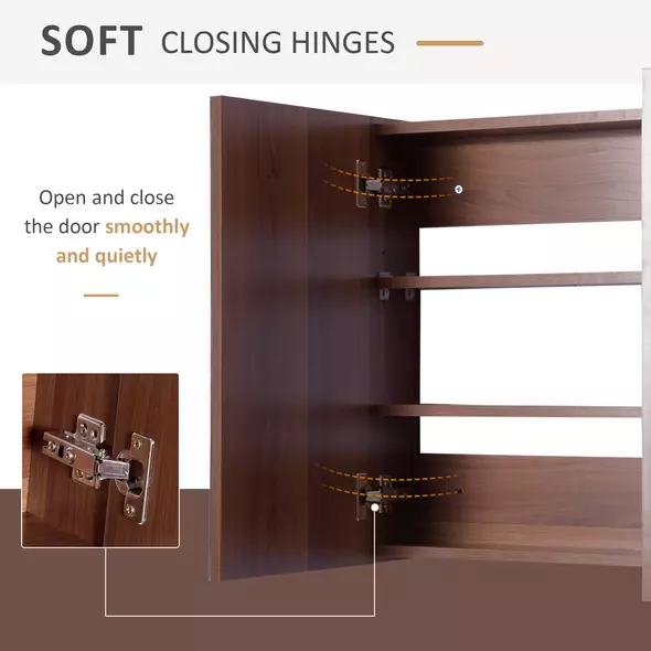 kleankin Double Door Bathroom Mirror Cabinet, Wall Mounted Bathroom Storage Cabinet, Soft Closing, 63L x 60Hcm - 5