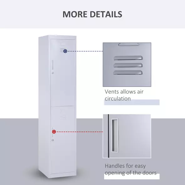 Vinsetto Locker Cabinet Storage Cold Rolled Steel w/ Shelves Vertical Cupboard Grey 38 x 46 x 180 cm - 6