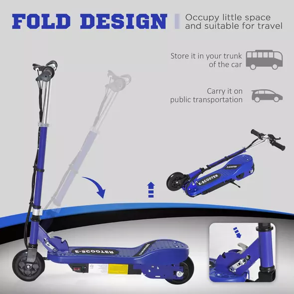 HOMCOM Folding Electric Kids Scooter Ride on Age 7-14, Blue/Black - 5