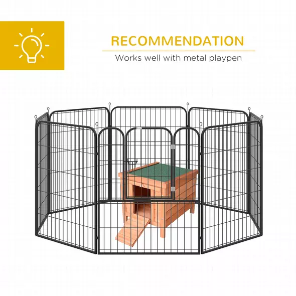 PawHut Wooden Rabbit Hutch Outdoor, Guinea Pig Hutch, Rabbit Hideaway, Cat House, Bunny Cage Small Animal House with Openable Roof, 51 x 42 x 43 cm, Natural - 7