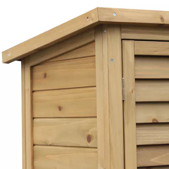 Outsunny Garden Shed Wooden Garden Storage Shed 2 Door Unit Solid Fir Wood Garage Tool Organisation Cabinet, 87L x 46.5W x 96.5Hcm, Natural - 9