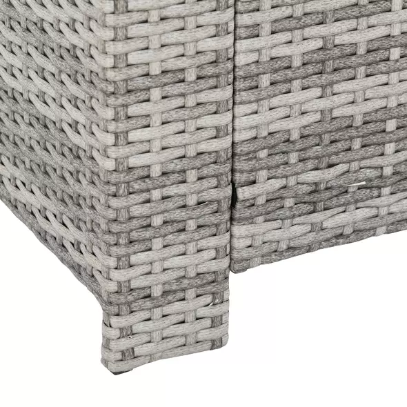 Outsunny 6 Pieces PE Rattan Garden Furniture Set with Three-seat, Armchairs and Footstools, Aluminium Patio Wicker Dining Sets w/ Glass Top Dining Table, Soft Cushion, Light Grey - 7