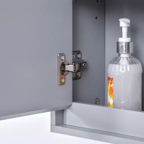 HOMCOM Wall Mounted Mirror Cabinet with Storage Shelf Bathroom Cupboard Double Door Grey - 8