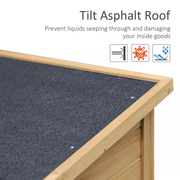 Outsunny Garden Shed Wooden Garden Storage Shed 2 Door Unit Solid Fir Wood Garage Tool Organisation Cabinet, 87L x 46.5W x 96.5Hcm, Natural - 5