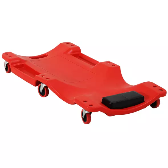 DURHAND Mechanic Vehicle Creeper, Under-Car Rolling Crawler Board, with Headrest, Wheels, Red - 1