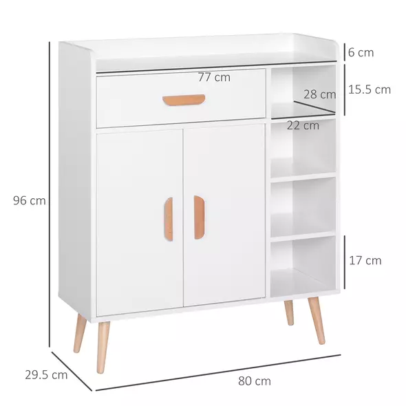 HOMCOM Sideboard, Side Cabinet, Floor Cupboard with Storage Drawer for Hallway, Kitchen, Bedroom, Living Room, White - 3
