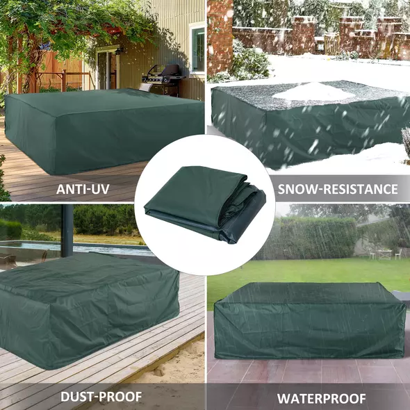 Outsunny Large Patio Garden Furniture Set Cover 600D Oxford Square Waterproof, 230 x 230 x 70 cm, Green - 6