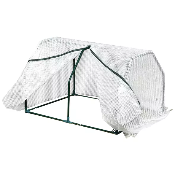 Outsunny Mini  Greenhouse Grow House PVC Cover Steel Frame White 99L x 71W x 60H cm - 1