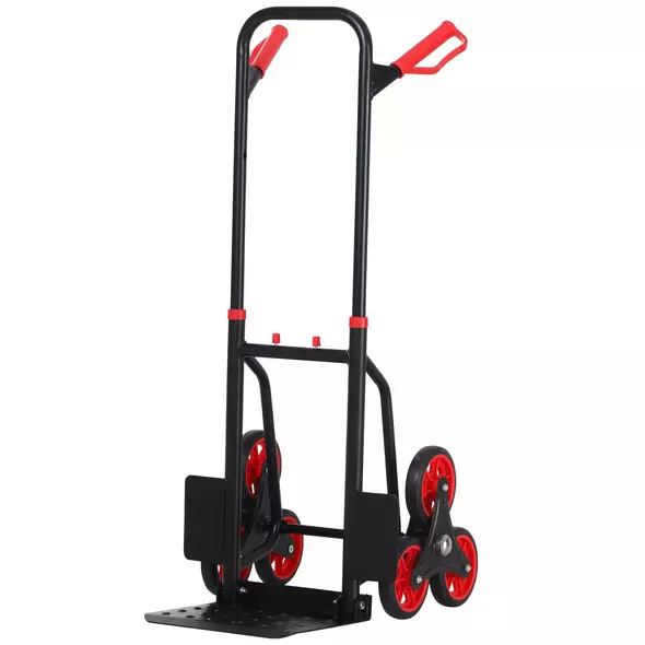 DURHAND Stair Climbing Hand Truck, Heavy Duty Foldable Trolley on Wheels, Multi-Purpose Sack, Steel Truck Moving Trolley, 120kg, Red - 1
