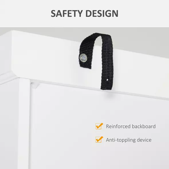 HOMCOM Freestanding Kitchen Cupboard, 184cm Tall Storage Cabinet with Doors and Shelves, Traditional Colonial 4-Door Kitchen Pantry Cupboard with Drawer, White - 5