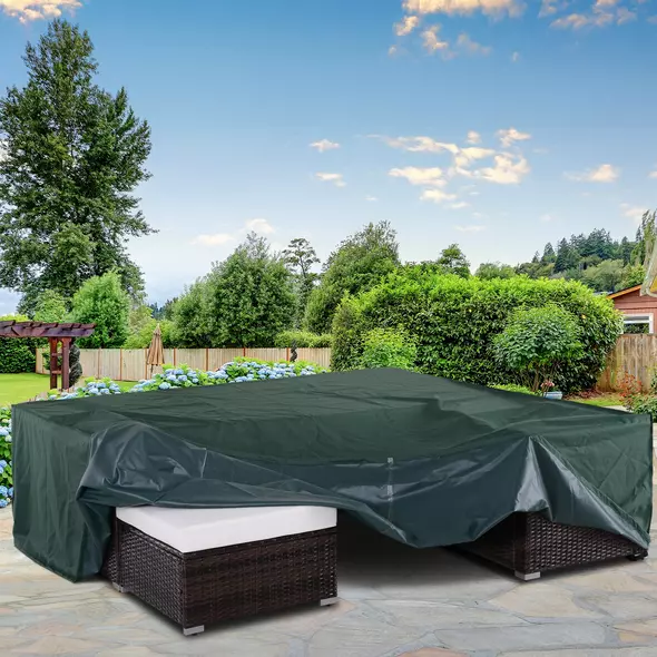 Outsunny Large Patio Garden Furniture Set Cover 600D Oxford Square Waterproof, 230 x 230 x 70 cm, Green - 7