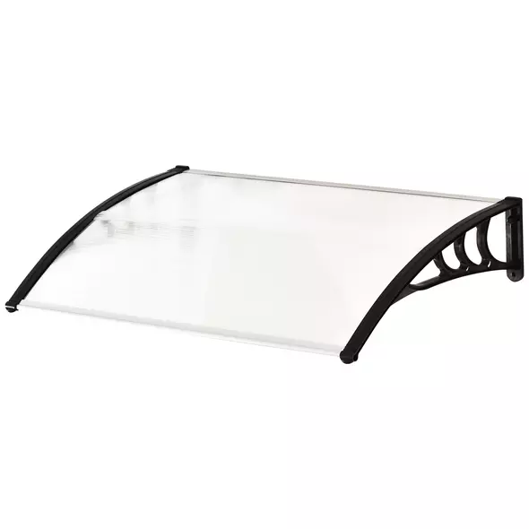 Outsunny Front Door Canopy Outdoor Awning Aluminium Rigid Plastic Polycarbonate Rain Shelter UV Water Rain Resistant 120 x 75cm White - 8