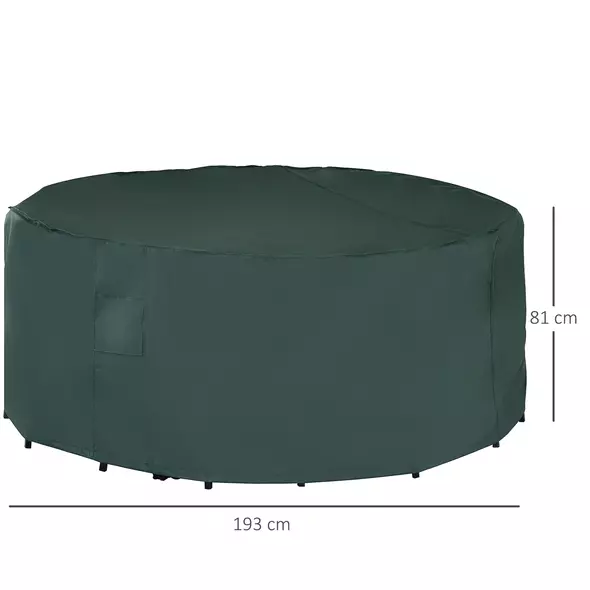 Outsunny Garden Patio Large Furniture Set Round Cover 600D Oxford Waterproof, Ф193 x 80H cm, Green - 3