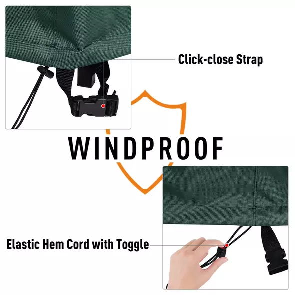 Outsunny Garden Patio Large Furniture Set Round Cover 600D Oxford Waterproof, Ф193 x 80H cm, Green - 6