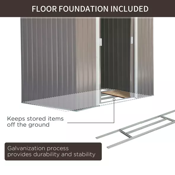 Outsunny 7ft x 4ft Lockable Garden Metal Storage Shed Storage Roofed Tool Metal Shed w/ Air Vents Steel Grey - 7