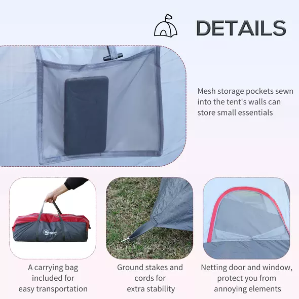 Outsunny Fibreglass & Steel Frame 5/6 Person Lightweight Camping Tent Blue - 6