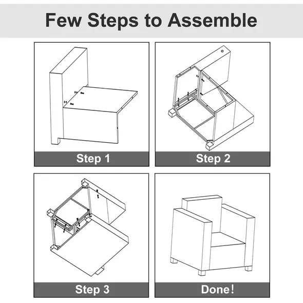 Outsunny Rattan Garden Armchair 10cm Cushion Outdoor Single Chair with Steel Frame, Grey - 6