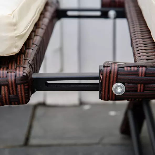 Outsunny 2-Seater 2-in-1 Rattan Convertible Sofa Daybed Brown - 9