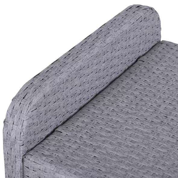 Outsunny 5 Pieces PE Rattan Garden Furniture Set with 10cm Thick Padded Cushions, Wicker Weave Outdoor Seating Chairs with 2 Armchairs, 2 Stools, Glass Top Table, Grey and White - 9