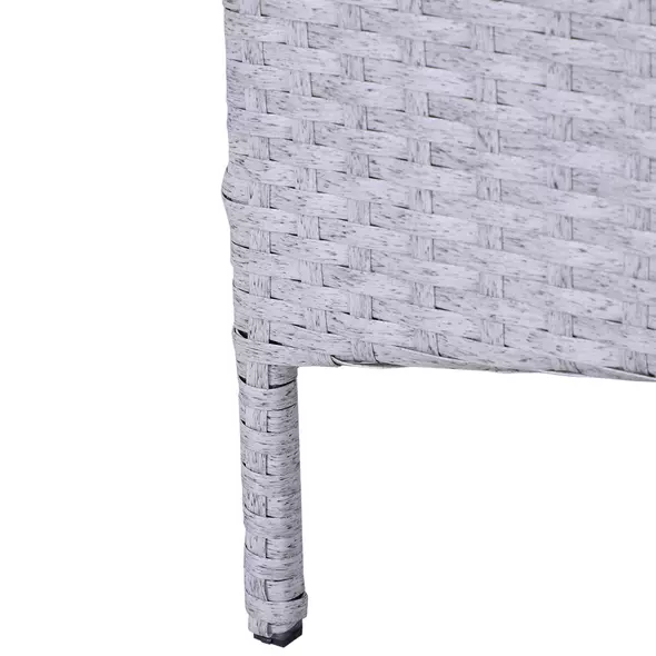 Outsunny 5 Pieces PE Rattan Garden Furniture Set with 10cm Thick Padded Cushions, Wicker Weave Outdoor Seating Chairs with 2 Armchairs, 2 Stools, Glass Top Table, Grey and White - 8