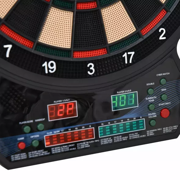 HOMCOM Electronic Hanging Dartboard LED Digital Score Set 27 Games and 202 Variations with 12 Soft Tip Darts - 9