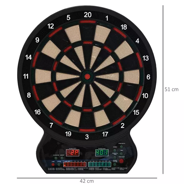 HOMCOM Electronic Hanging Dartboard LED Digital Score Set 27 Games and 202 Variations with 12 Soft Tip Darts - 3