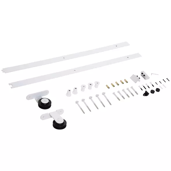 HOMCOM 6FT Rustic Interior Sliding Barn Door Mounting Hardware Kit - White - 8