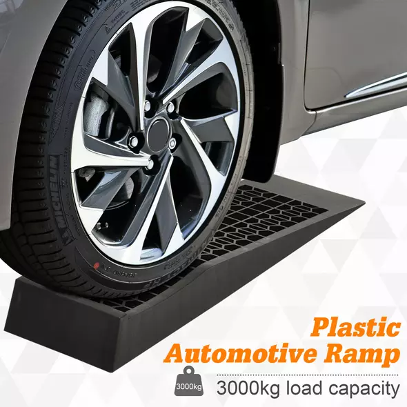 HOMCOM 2PCS Car Ramps, 3 Ton Low Entrance Plastic Curb Ramps with Anti-Slip Surface, Car Lift for Garage Workshop Cars SUVs Small Vans - 4