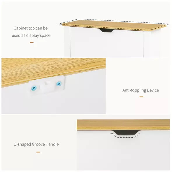 HOMCOM Narrow Shoe Cabinet, Space Saving Shoe Storage Cabinet with 2 Flip Drawers and Adjustable Shelves for 6-12 Pairs of Shoes for Hallways and Living Room, White - 6