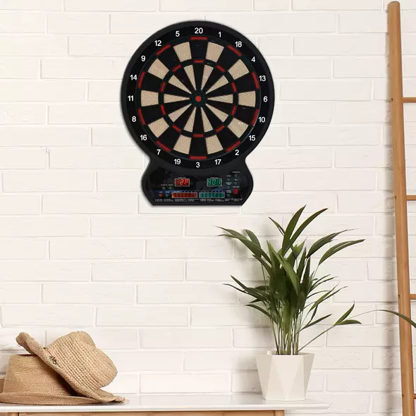 HOMCOM Electronic Hanging Dartboard LED Digital Score Set 27 Games and 202 Variations with 12 Soft Tip Darts - 2
