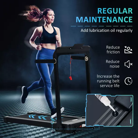 HOMCOM Folding Treadmill, 1.85HP Installation-Free Walking Jogging Running Machine, 12KM/H with 12 Pre-Programs and LED Display for Home Gym Office - 8