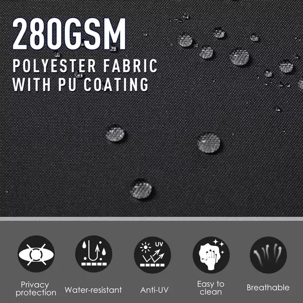 Outsunny 600 x 180 cm (HxL) Retractable Awning Double Canopy Side Privacy Protection Sun Shade Side Blind w/ Steel Frame Versatile Use In Garden Patio - Black - 8