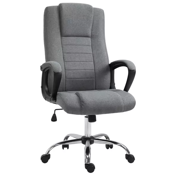 Vinsetto Linen-Look Swivel Office Chair - Dark Grey - 1