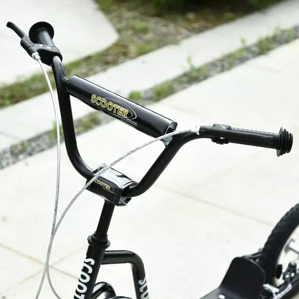 HOMCOM Teen Kick Scooter with Adjustable Handlebar, Inflatable Wheels, Two Brakes, Black - 9